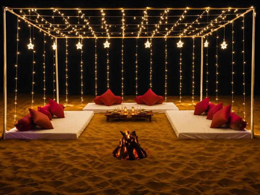 gujarat resort couple dinner on dunes